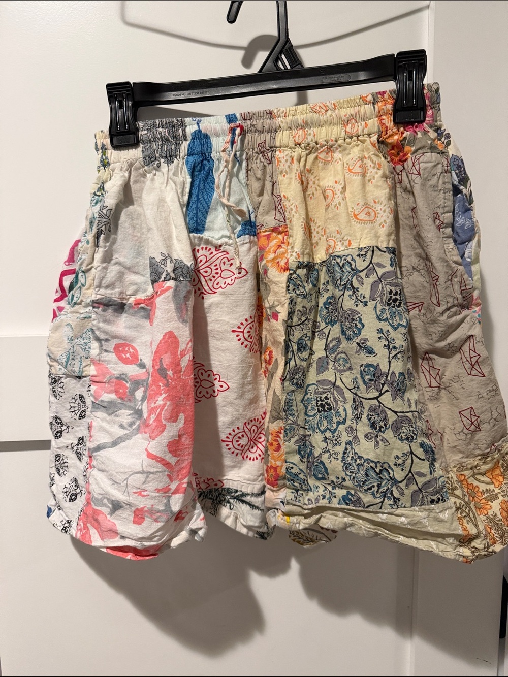 POL Patchwork Floral Paisley Shorts - Cream, Blue, Pink, Tan